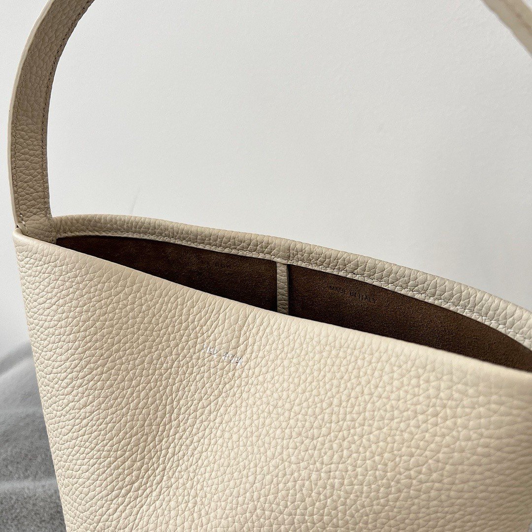 The Row Small N/S Park Tote in Ivory Grained Leather