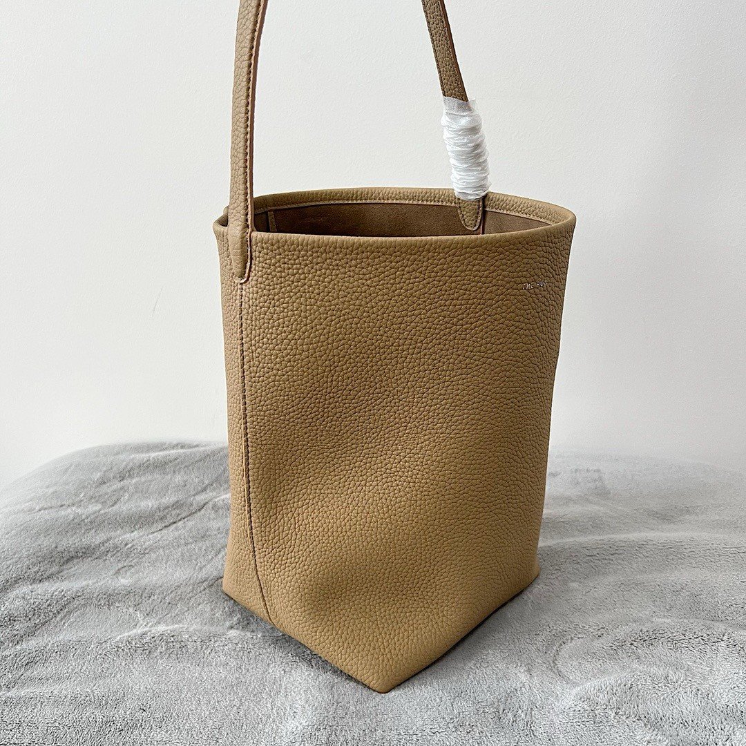 The Row Medium N/S Park Tote in Taupe Grained Leather