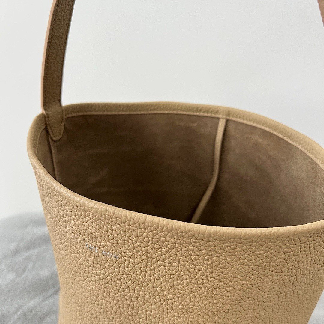 The Row Medium N/S Park Tote in Taupe Grained Leather