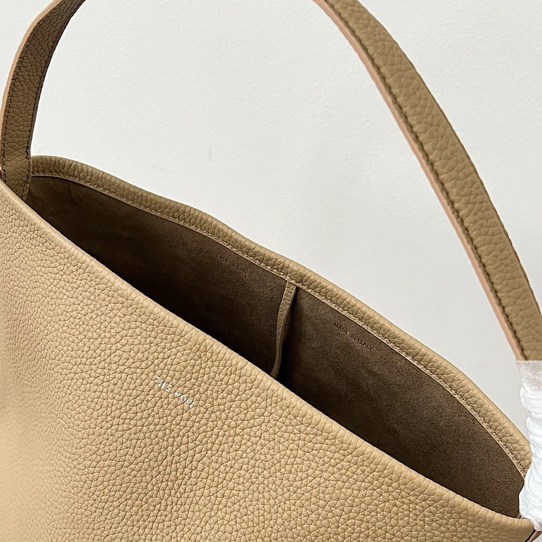 The Row Medium N/S Park Tote in Taupe Grained Leather