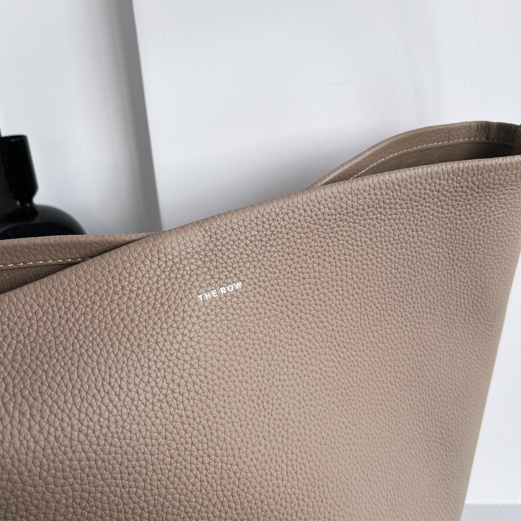 The Row Large N/S Park Tote in Taupe Grained Leather