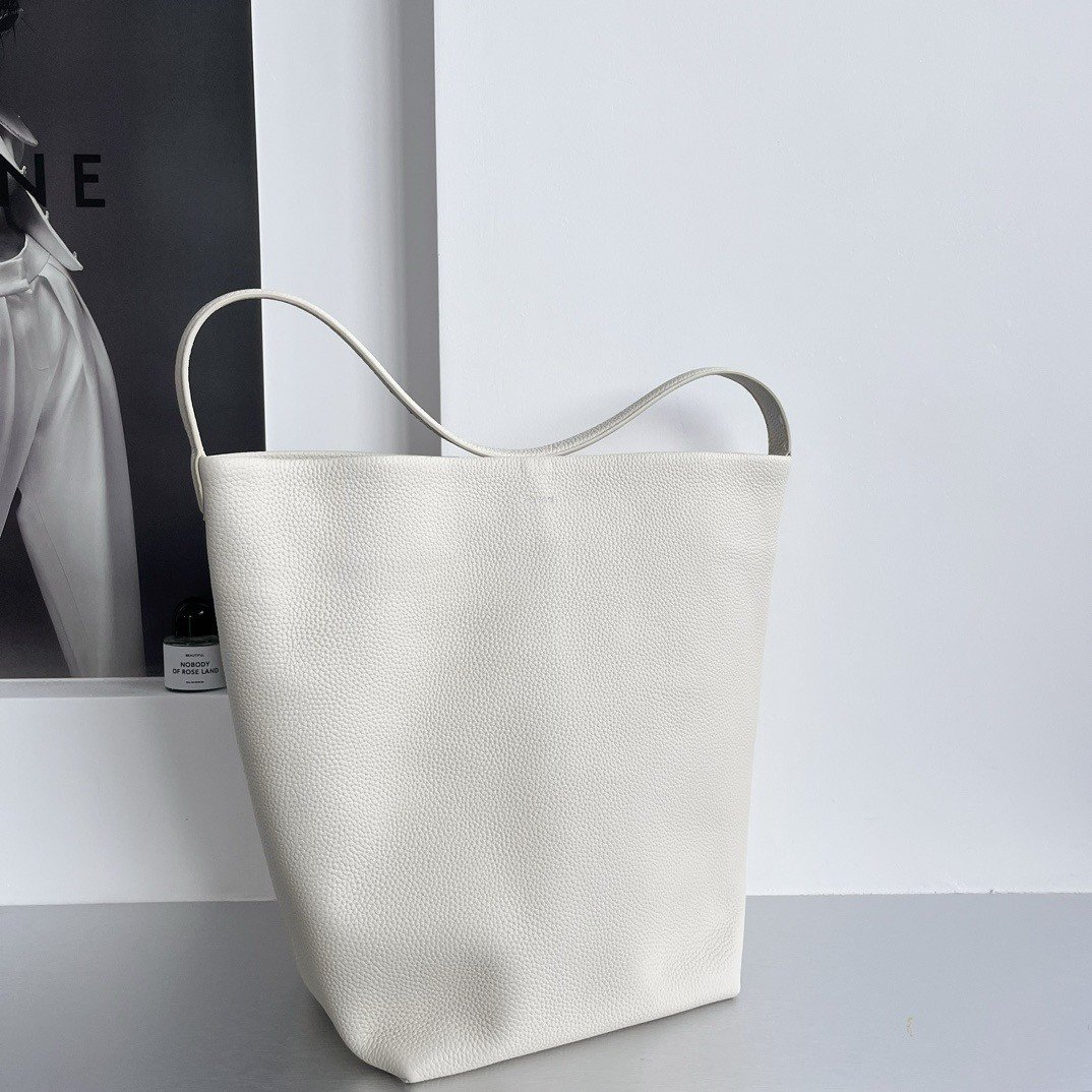 The Row Large N/S Park Tote in Ivory Grained Leather