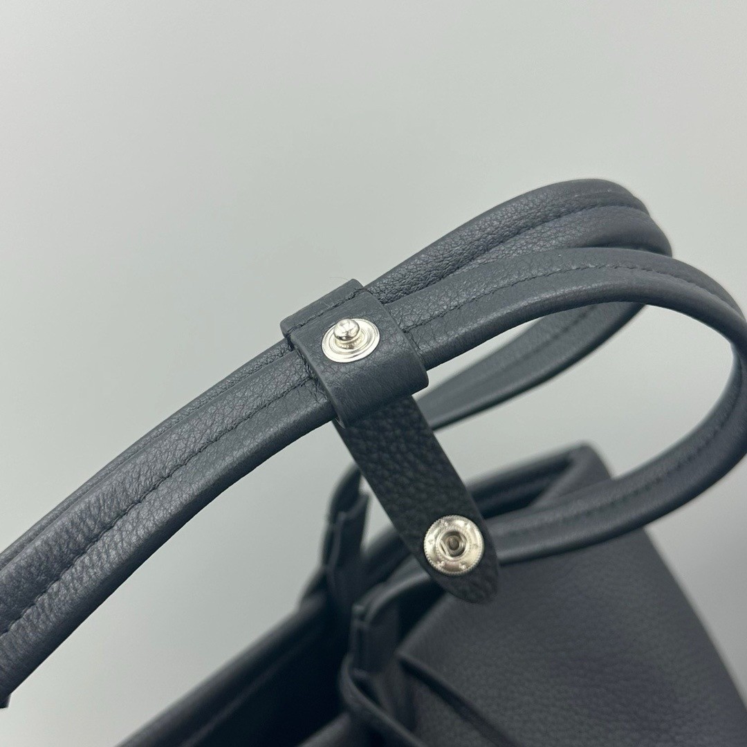 The Row Medium Park Tote in Black Grained Leather