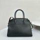 The Row Margaux 12 Top Handle Bag in Black Leather