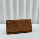 The Row Margaux 12 Top Handle Bag in Brown Suede Leather