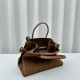 The Row Margaux 12 Top Handle Bag in Brown Suede Leather