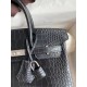 Hermes Birkin 25 Retourne Handmade Bag In Black Matte Alligator Leather