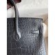 Hermes Birkin 25 Retourne Handmade Bag In Black Matte Alligator Leather