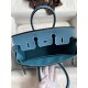 Hermes Birkin 25 Handmade Bag In Blue Jean Clemence Leather