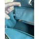 Hermes Birkin 25 Handmade Bag In Blue Jean Clemence Leather