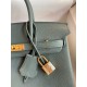 Hermes Birkin 25 Retourne Handmade Bag In Vert Amande Clemence Leather