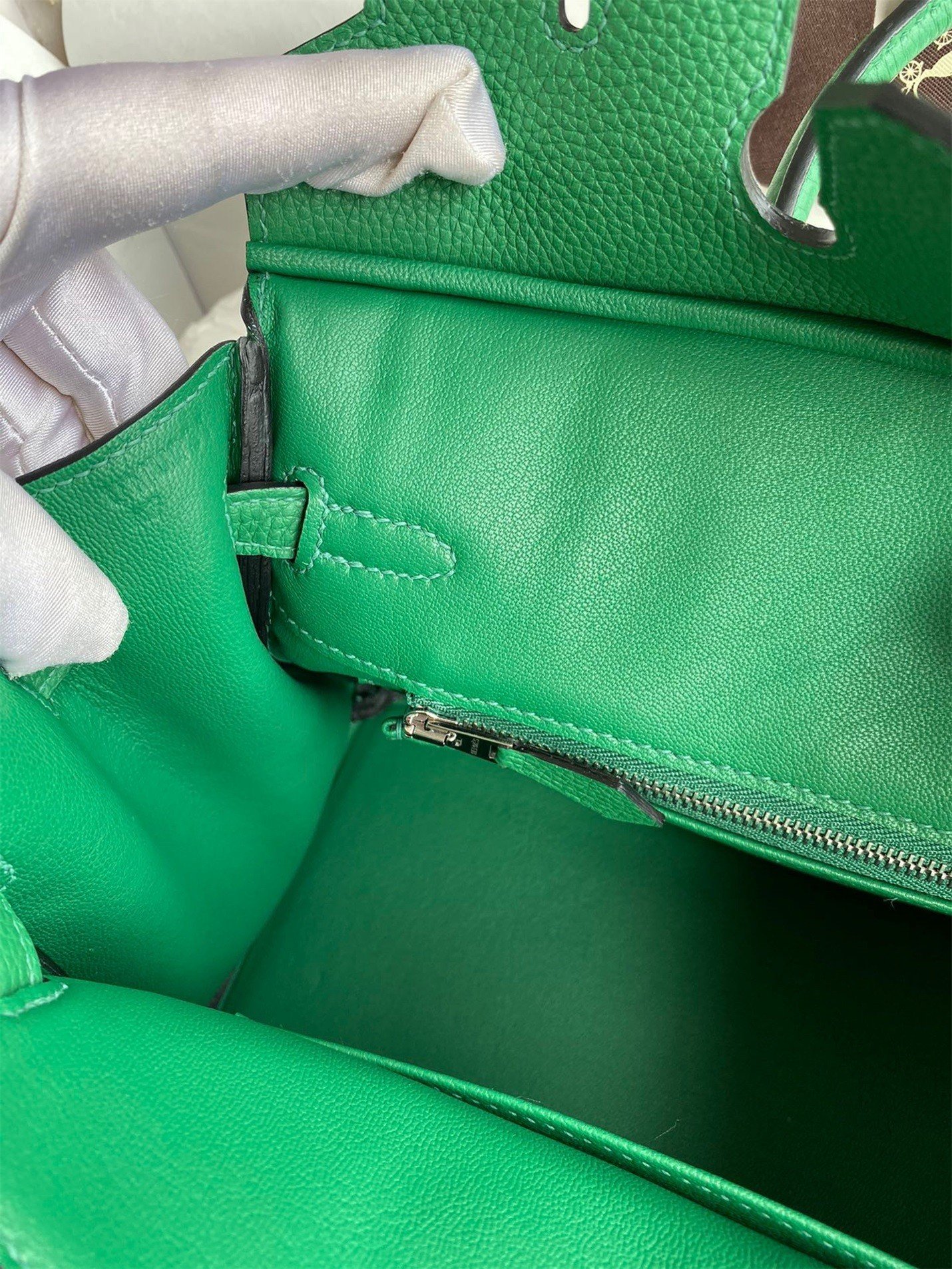 Hermes Birkin 25 Retourne Handmade Bag In Vert Vertigo Clemence Leather