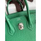 Hermes Birkin 25 Retourne Handmade Bag In Vert Vertigo Clemence Leather