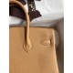 Hermes Birkin 25 Retourne Handmade Bag In Biscuit Epsom Calfskin