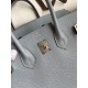 Hermes Birkin 25 Retourne Handmade Bag In Blue Lin Epsom Calfskin