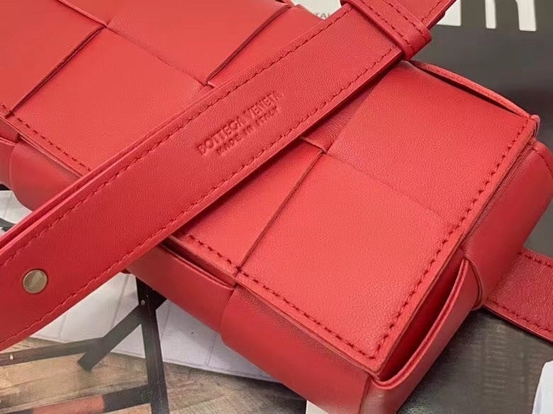 Bottega Veneta Cassette Belt Bag In Red Lambskin