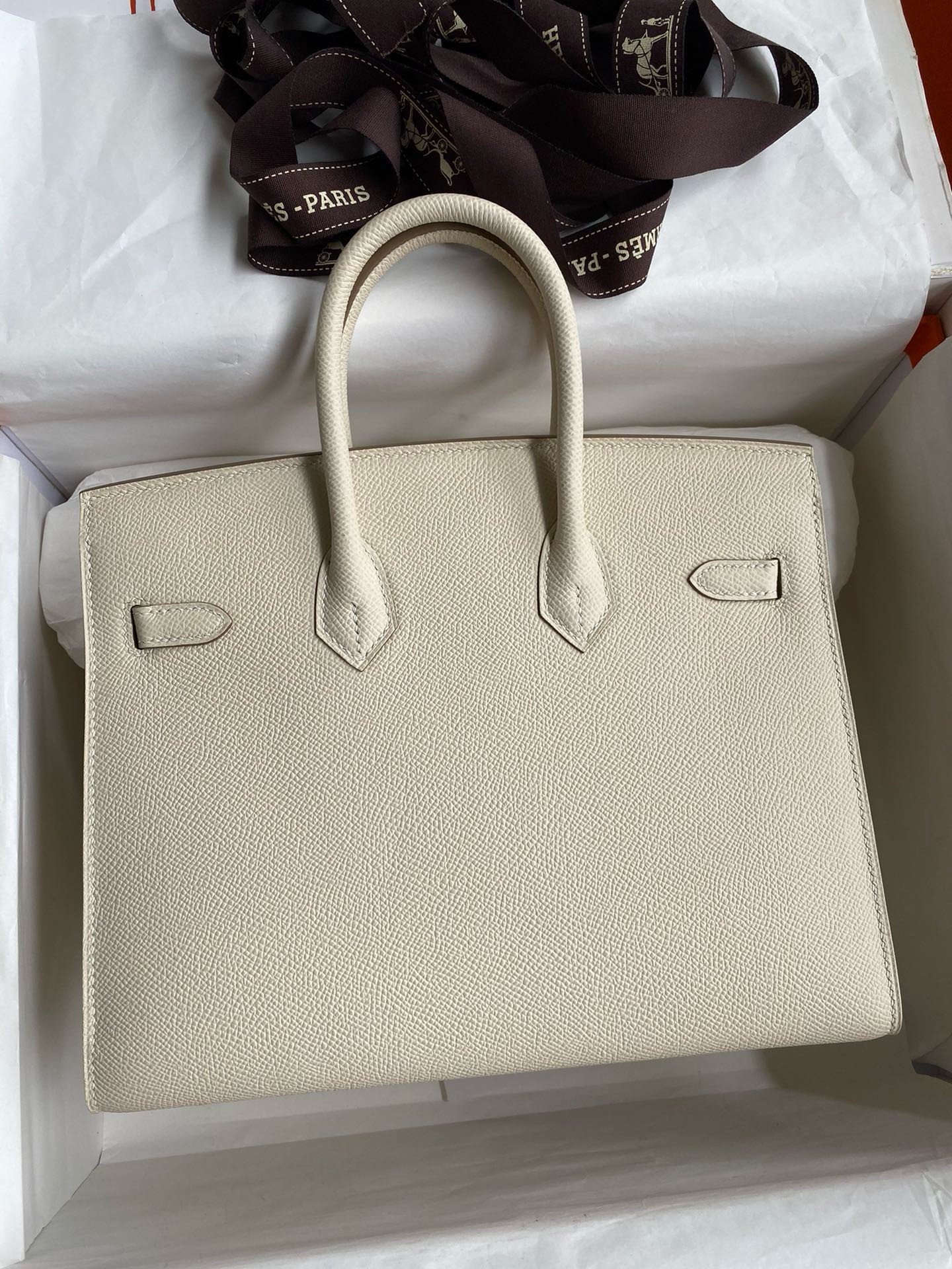 Hermes Birkin 25 Sellier Handmade Bag In Craie Epsom Calfskin