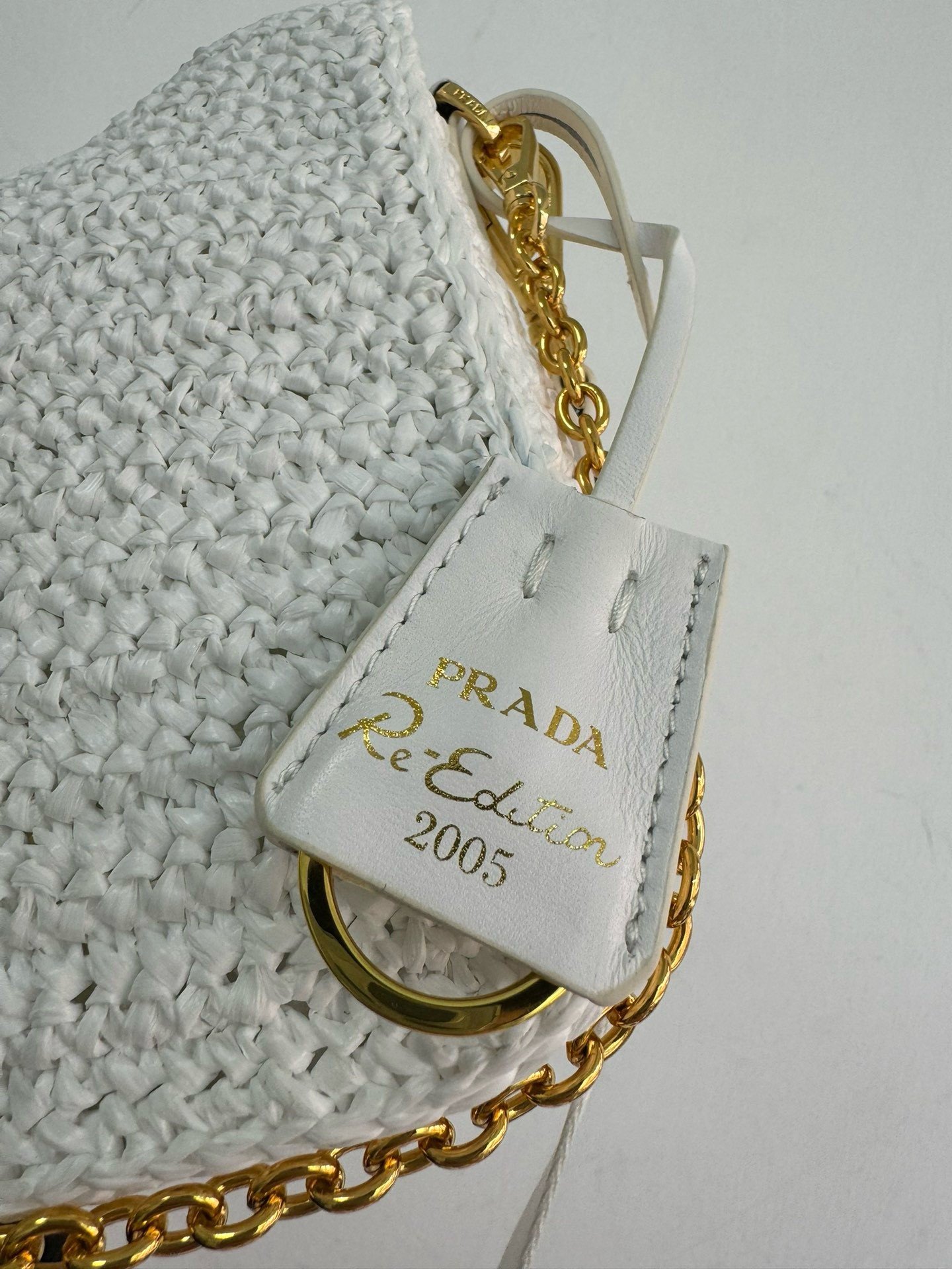 Prada Re-Edition 2005 Crochet Bag in White Raffia