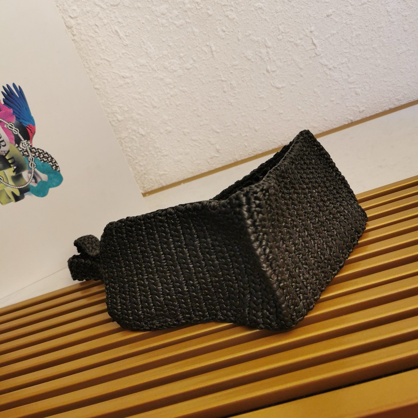 Prada Small Crochet Tote in Black Raffia-effect Yarn