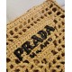 Prada Small Crochet Tote in Beige Raffia-effect Yarn