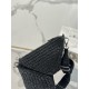 Prada Triangle Crochet Bag in Black Raffia-effect Yarn