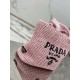 Prada Small Crochet Tote Bag in Pink Raffia-effect Yarn