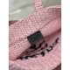 Prada Small Crochet Tote Bag in Pink Raffia-effect Yarn