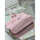 Prada Small Crochet Tote Bag in Pink Raffia-effect Yarn