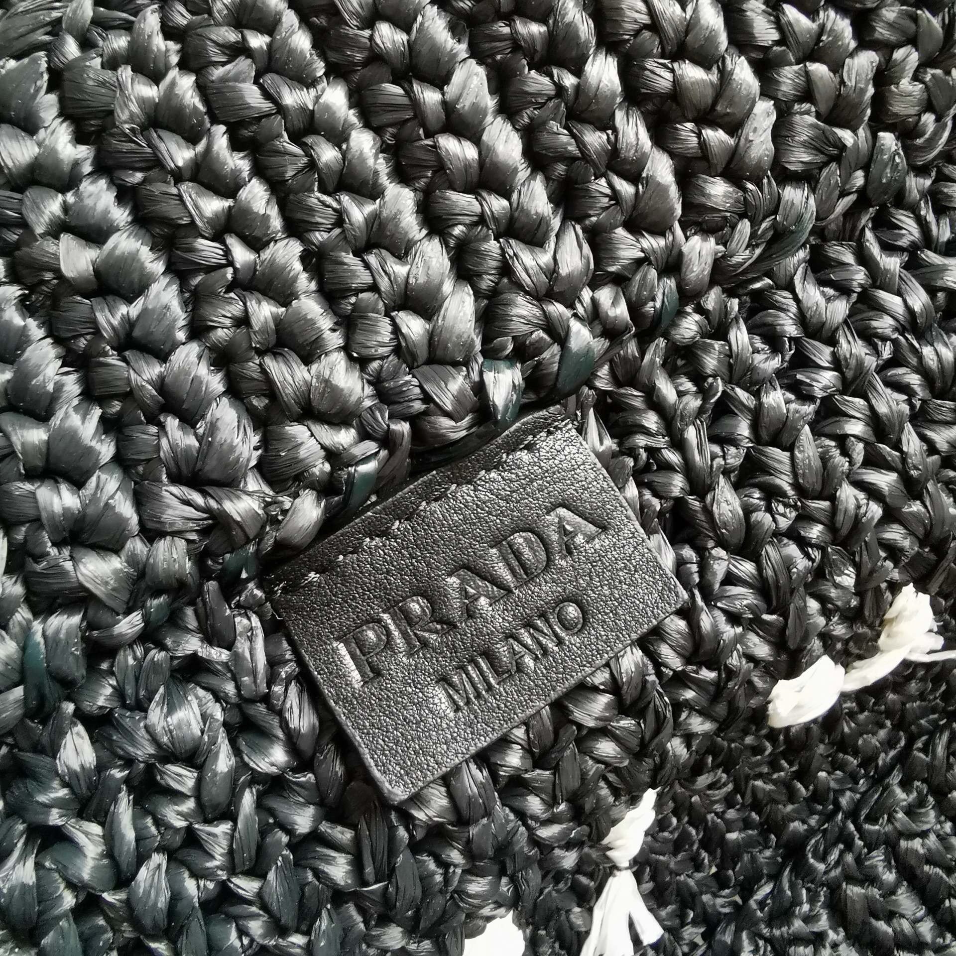 Prada Large Crochet Tote Bag in Black Raffia-effect Yarn