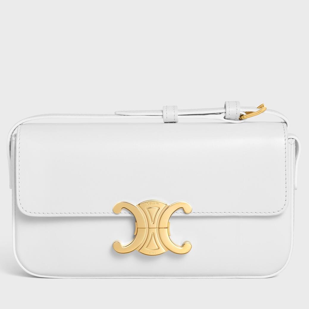 Celine Claude Shoulder Bag in White Calfskin