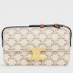 Celine Claude Shoulder Bag in White Triomphe Canvas