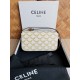 Celine Claude Shoulder Bag in White Triomphe Canvas