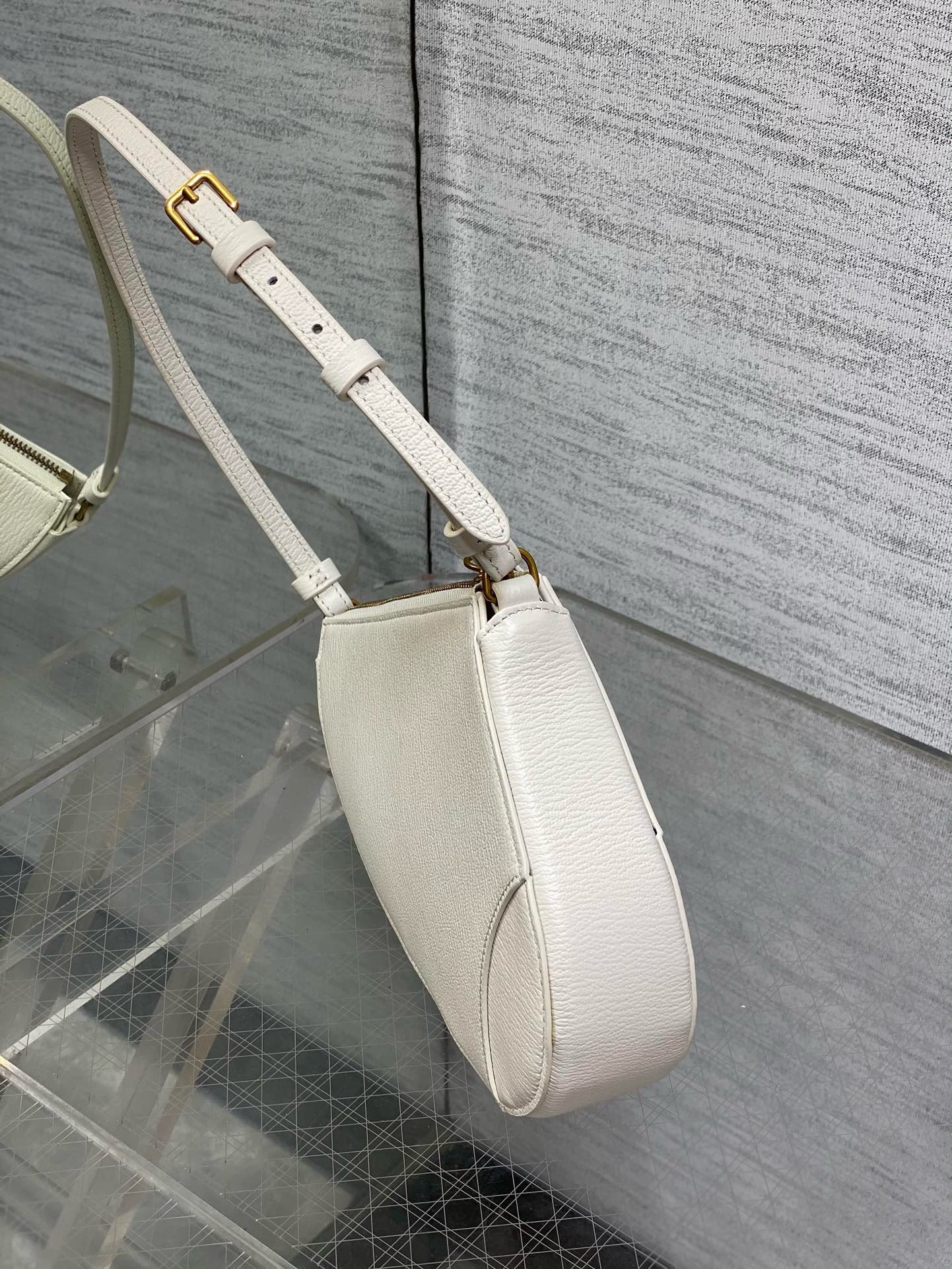 Dior Saddle Rodeo Pouch in White Goatskin