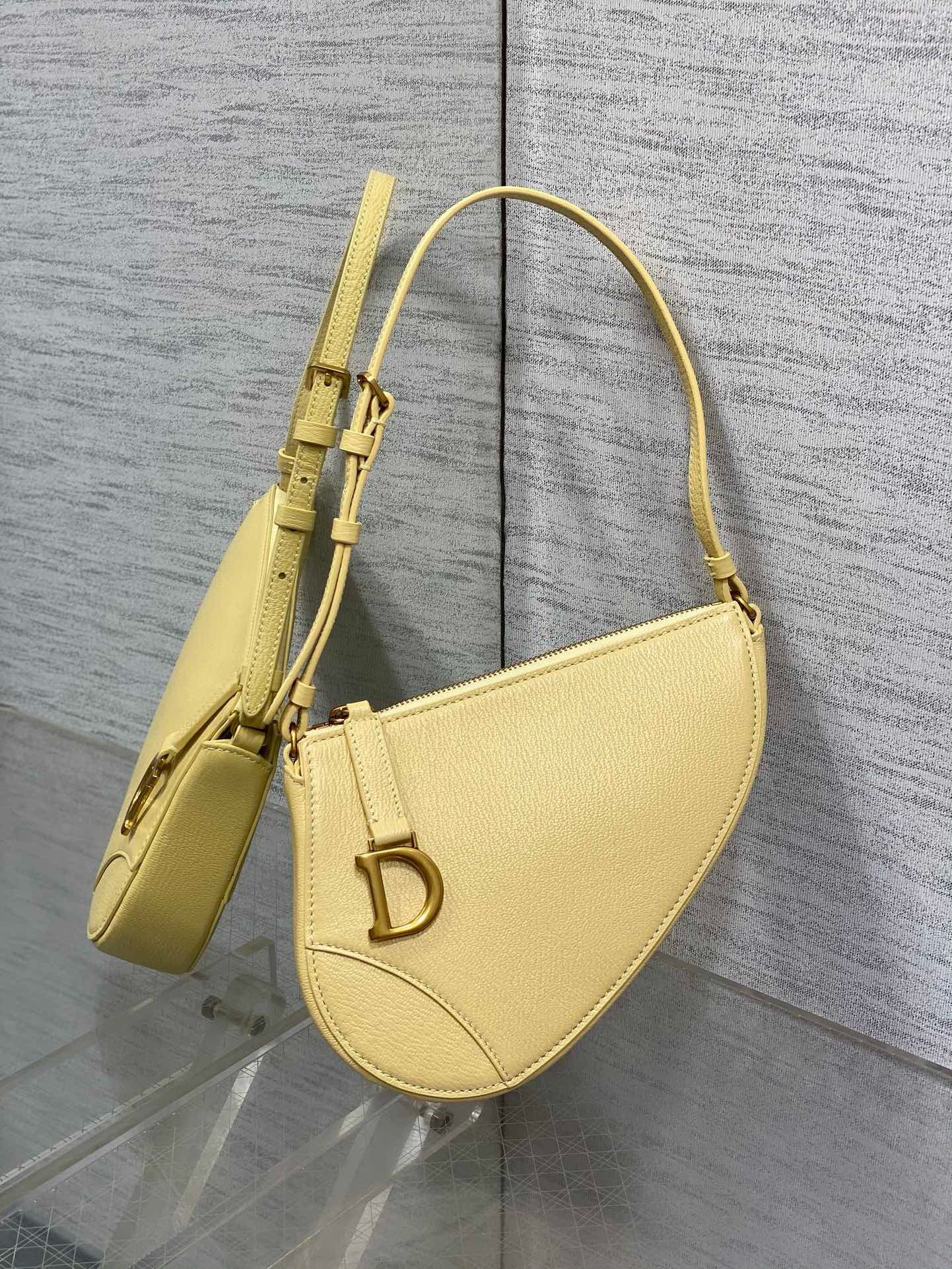 Dior Saddle Rodeo Pouch in Yellow Goatskin