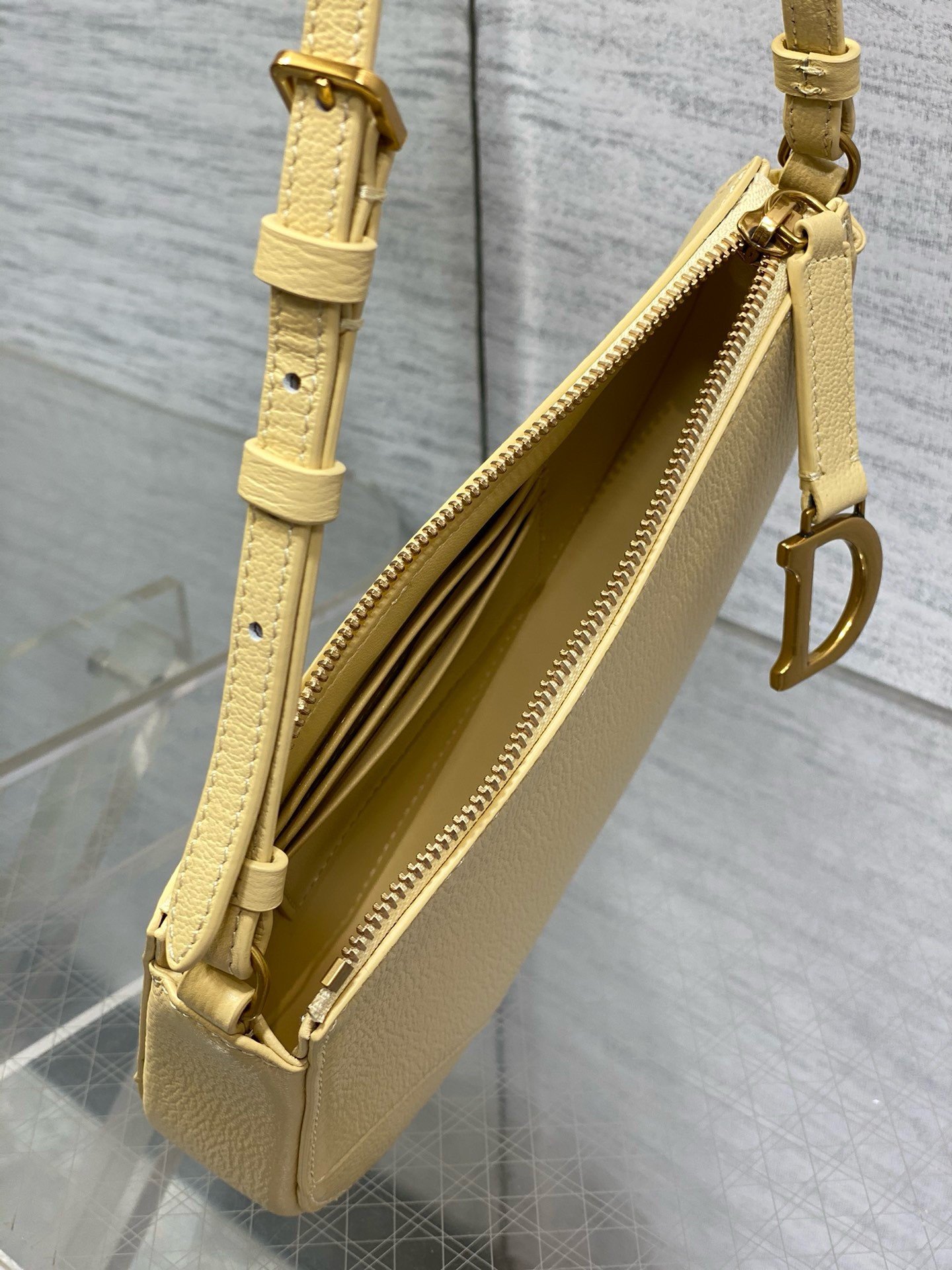 Dior Saddle Rodeo Pouch in Yellow Goatskin