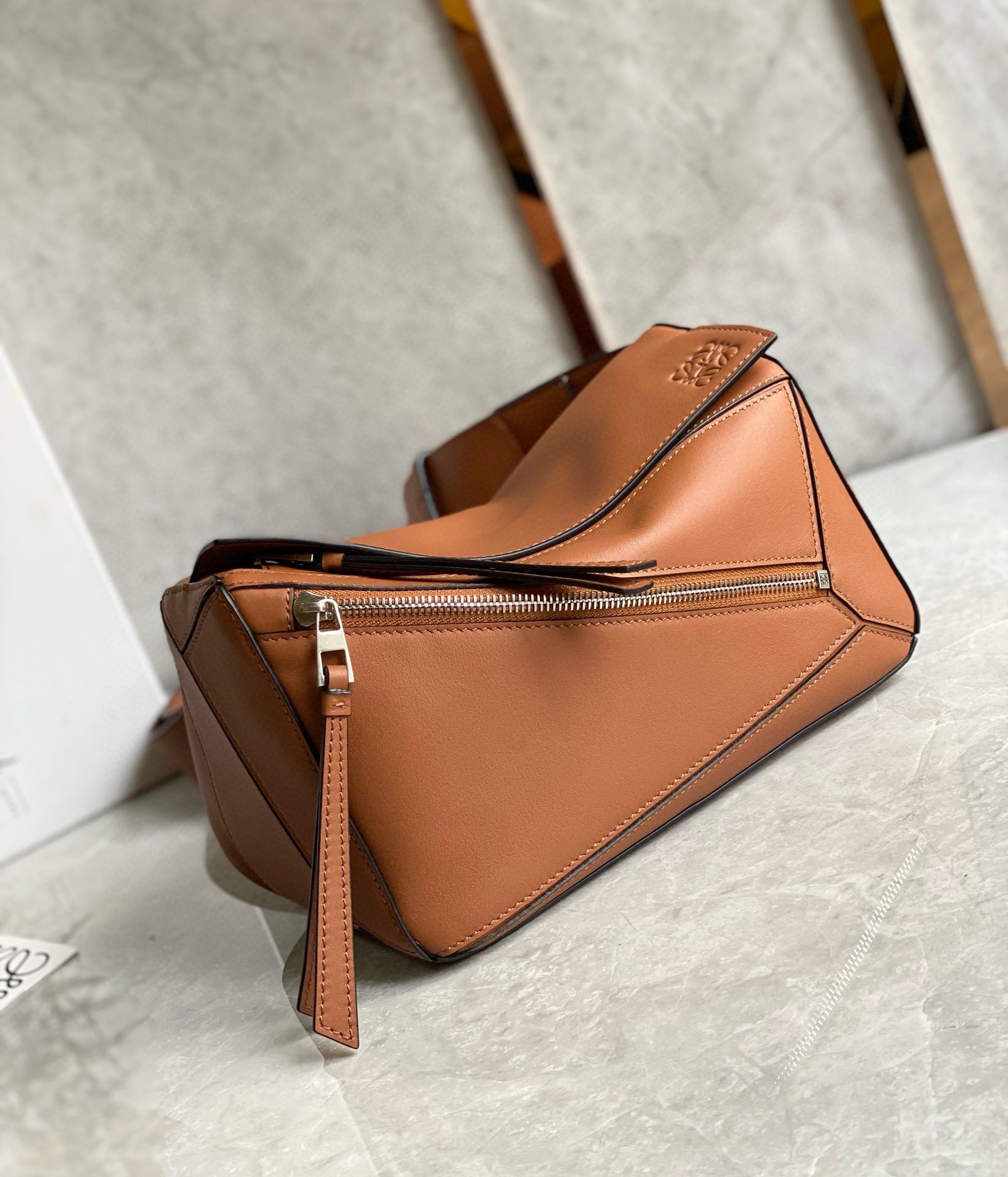 Loewe Small Puzzle Bumbag in Brown Calfskin