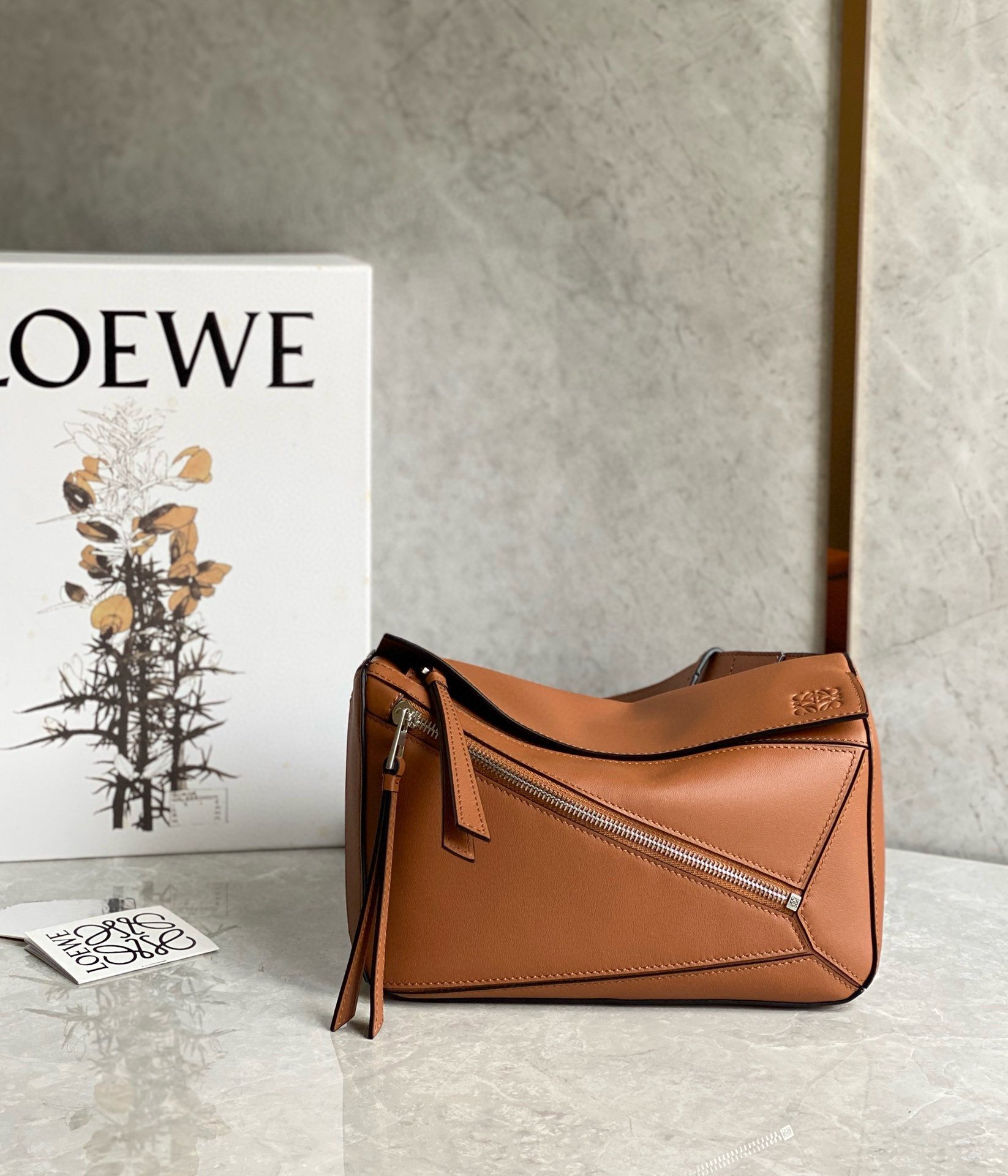 Loewe Small Puzzle Bumbag in Brown Calfskin