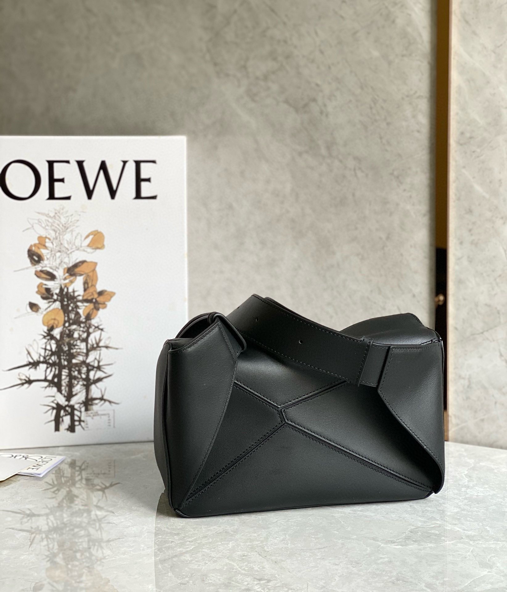 Loewe Small Puzzle Bumbag in Black Calfskin