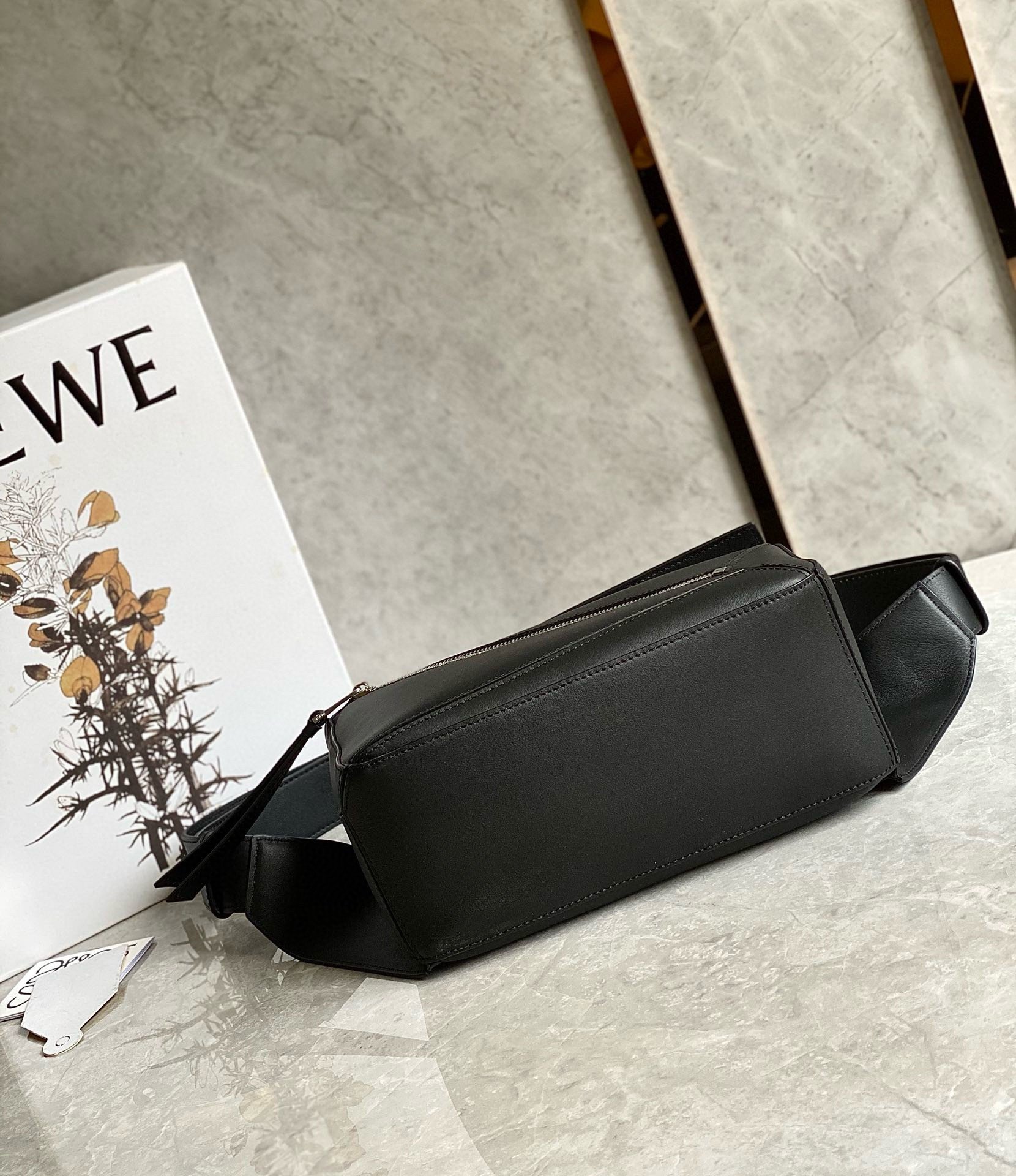 Loewe Small Puzzle Bumbag in Black Calfskin