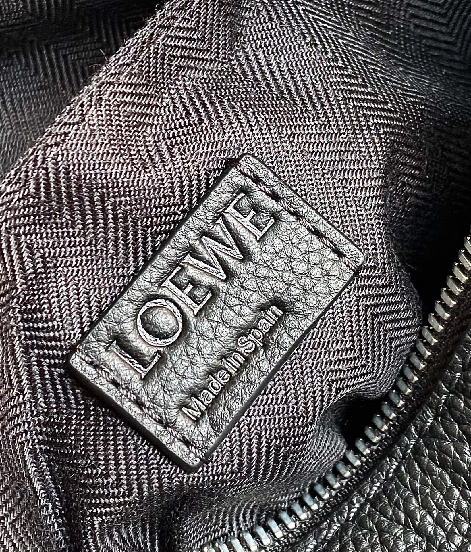 Loewe Military Backpack in Black Grained Leather