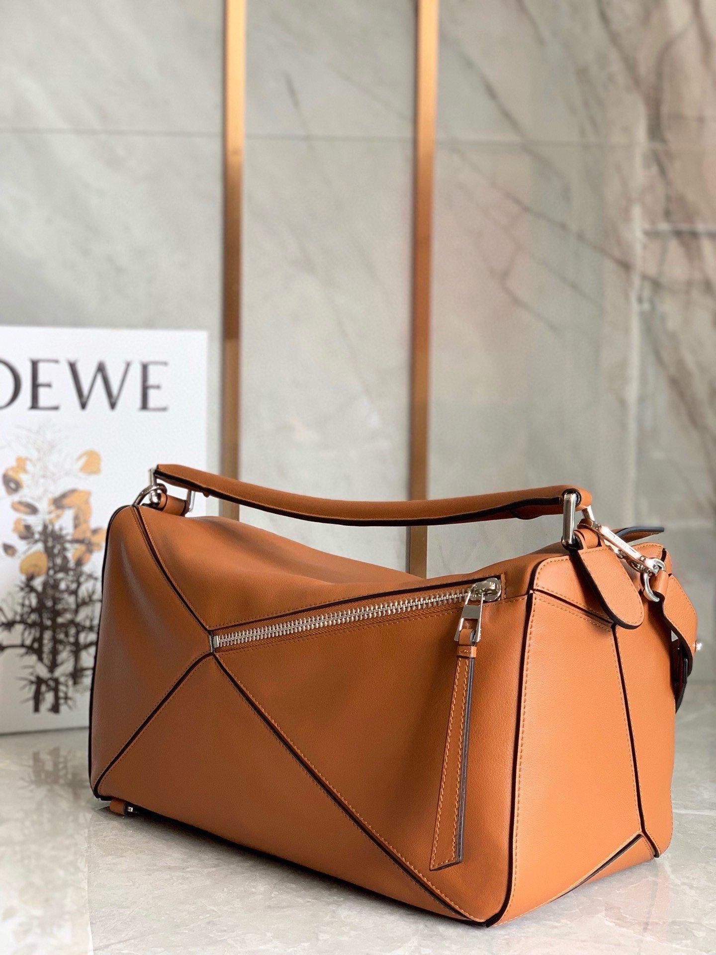 Loewe Puzzle Large Bag in Brown Classic Calfskin