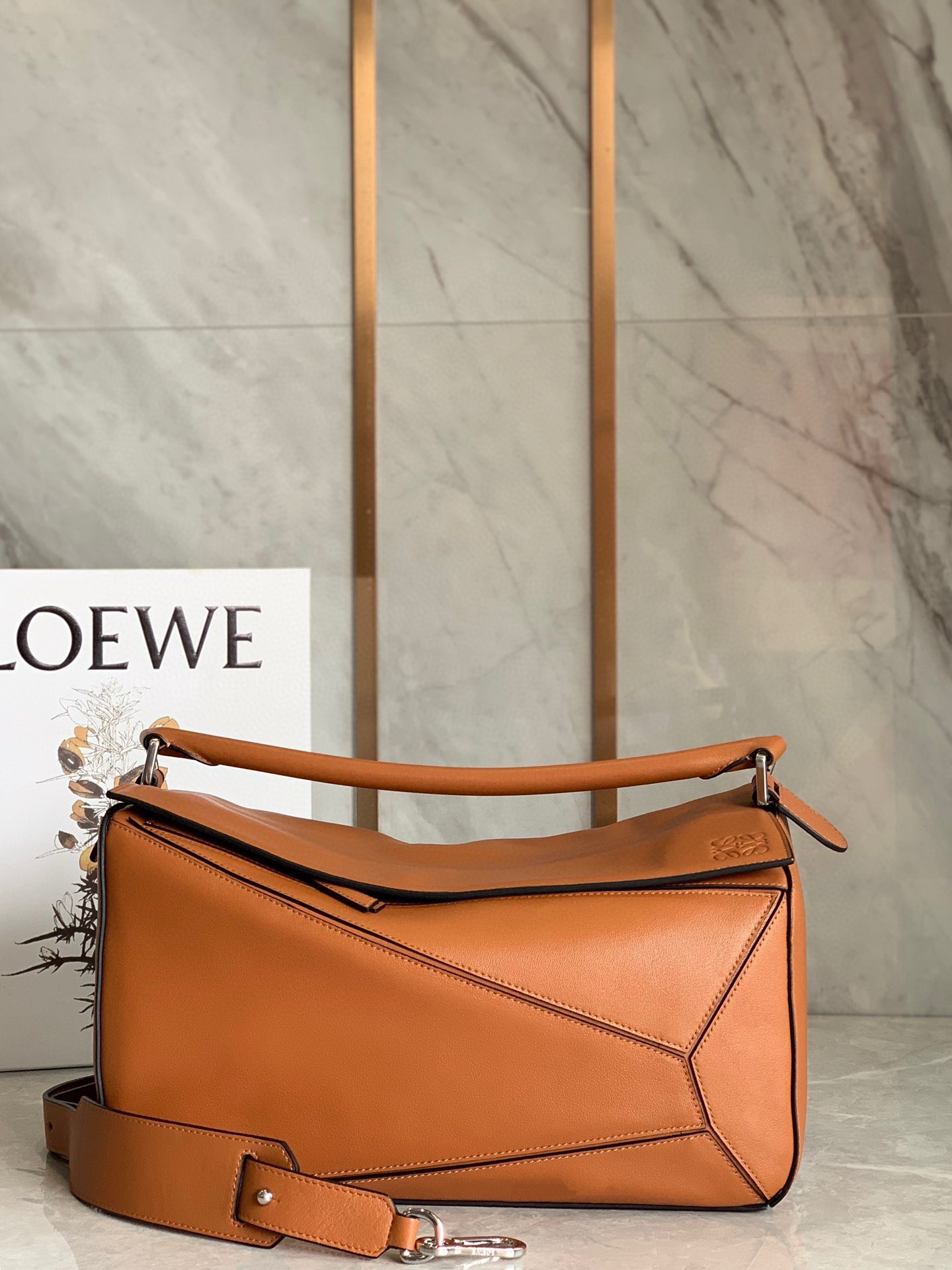 Loewe Puzzle Large Bag in Brown Classic Calfskin