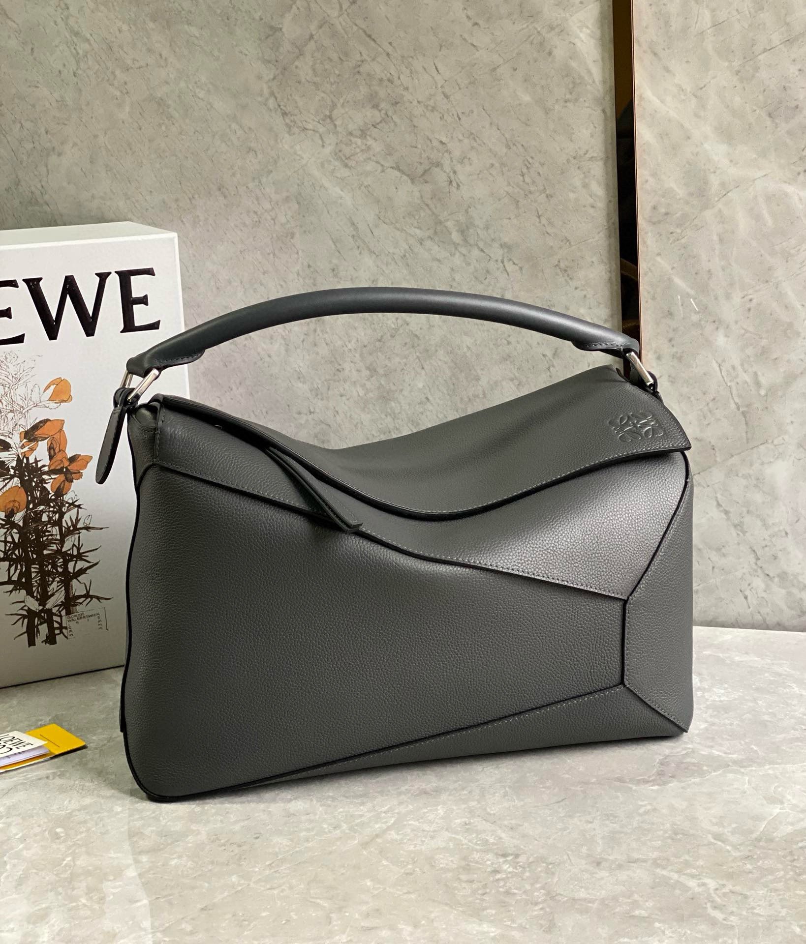 Loewe Puzzle Large Bag in Dark Grey Classic Calfskin