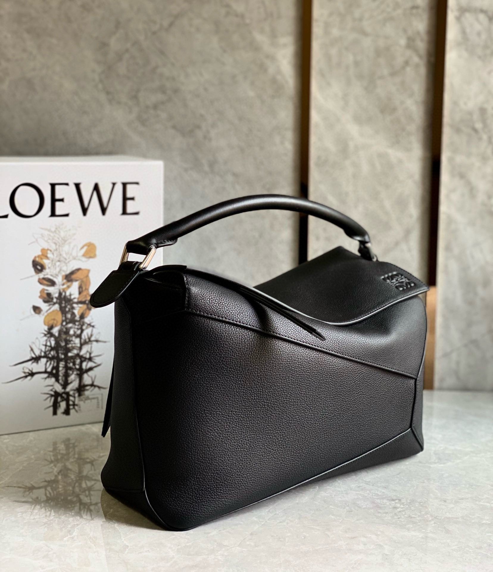 Loewe Puzzle Large Bag in Black Classic Calfskin