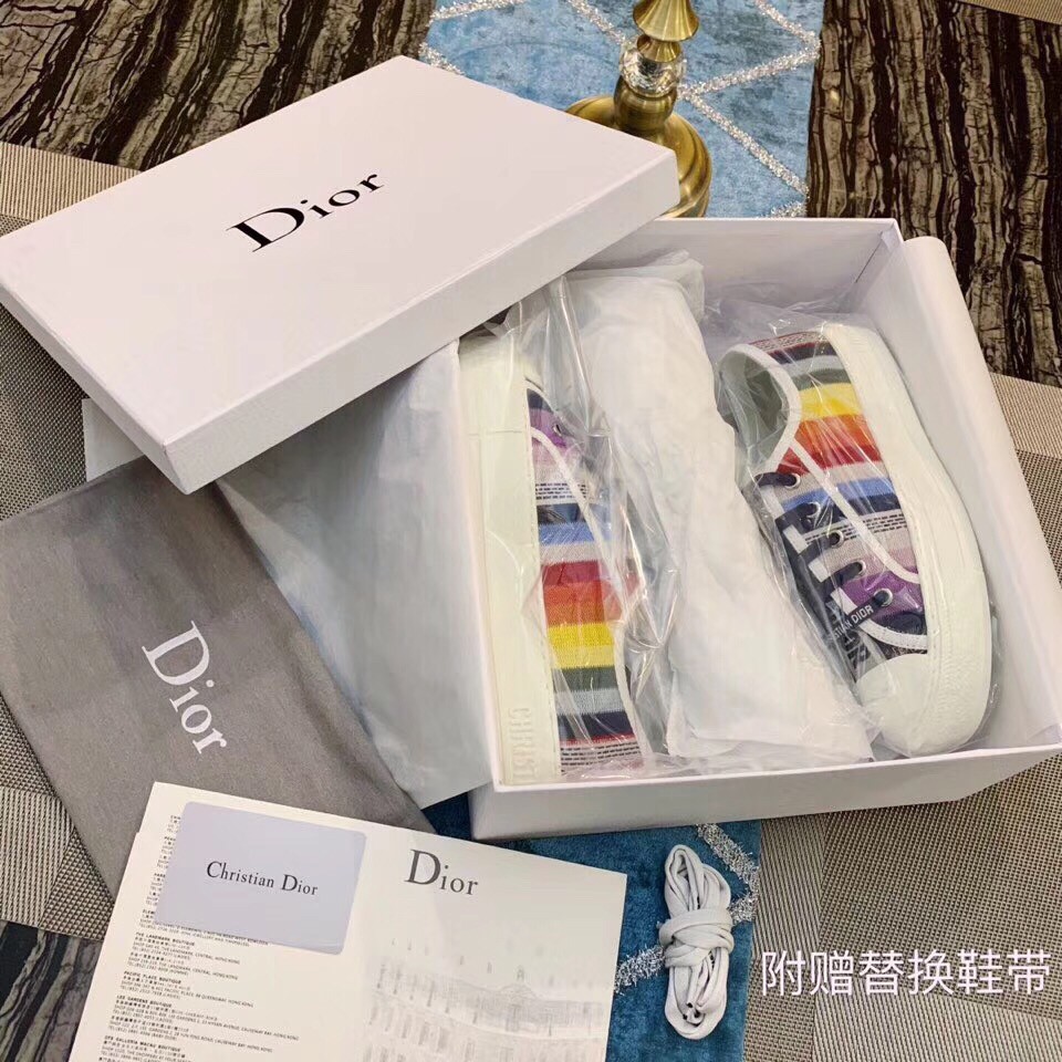 Dior Walk'n'Dior Sneakers In Multicolours Embroidered Canvas