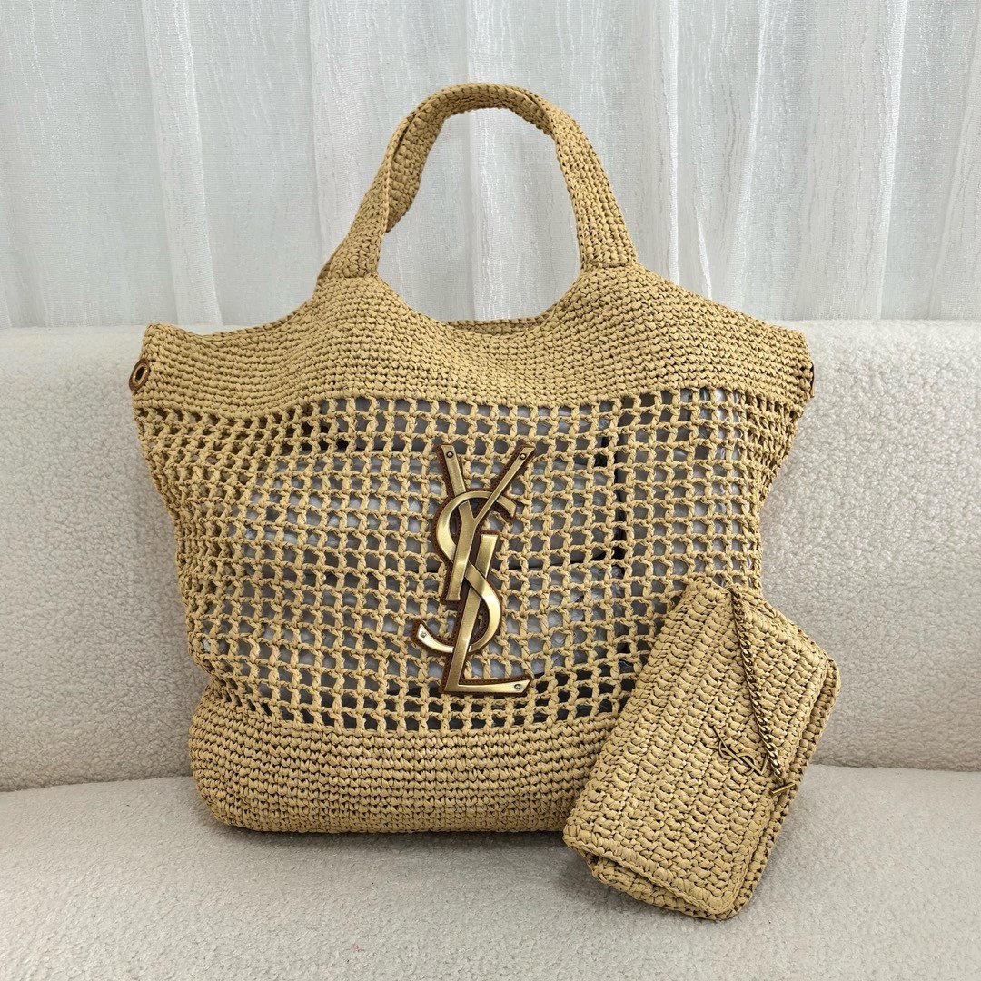 Saint Laurent Icare Maxi Shopping Bag in Naturel Raffia