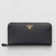 Prada Zip Around Wallet in Black Saffiano Leather