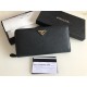 Prada Zip Around Wallet in Black Saffiano Leather