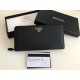 Prada Zip Around Wallet in Noir Saffiano Leather