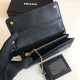 Prada Flap Continental Wallet in Black Saffiano Calfskin